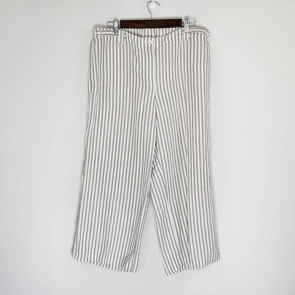 J. Jill Women's Pants Wide Leg Linen Blend Striped New With Tags Size 14